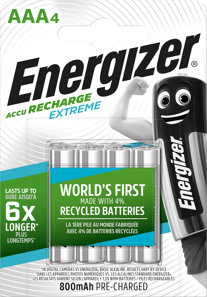 Energizer AAA 800mAh Recharge Extreme, Pack of 4