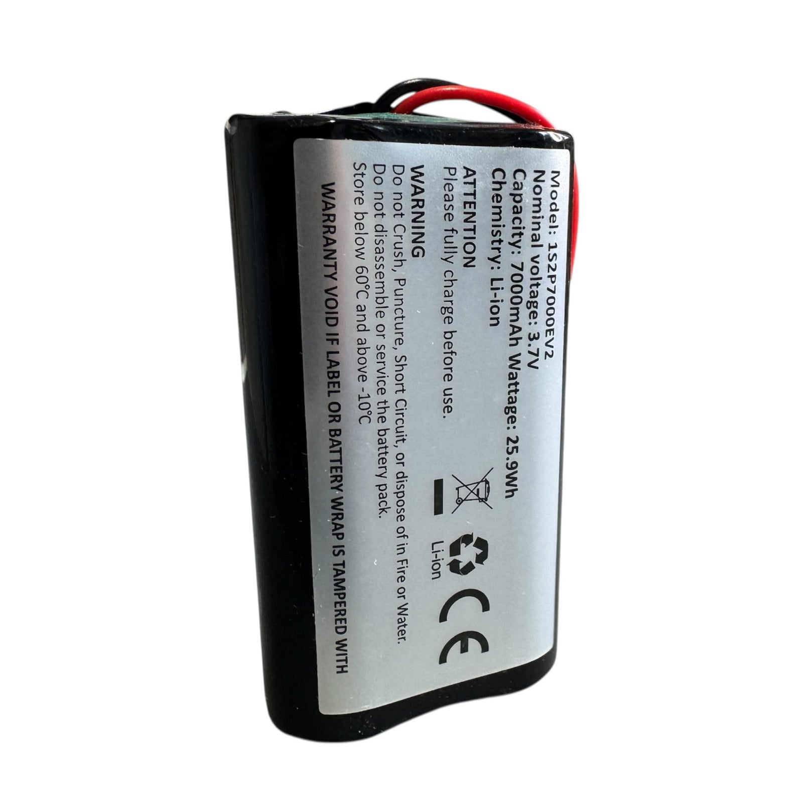 3.7V 2x18650 1S2P 7000mAh battery pack