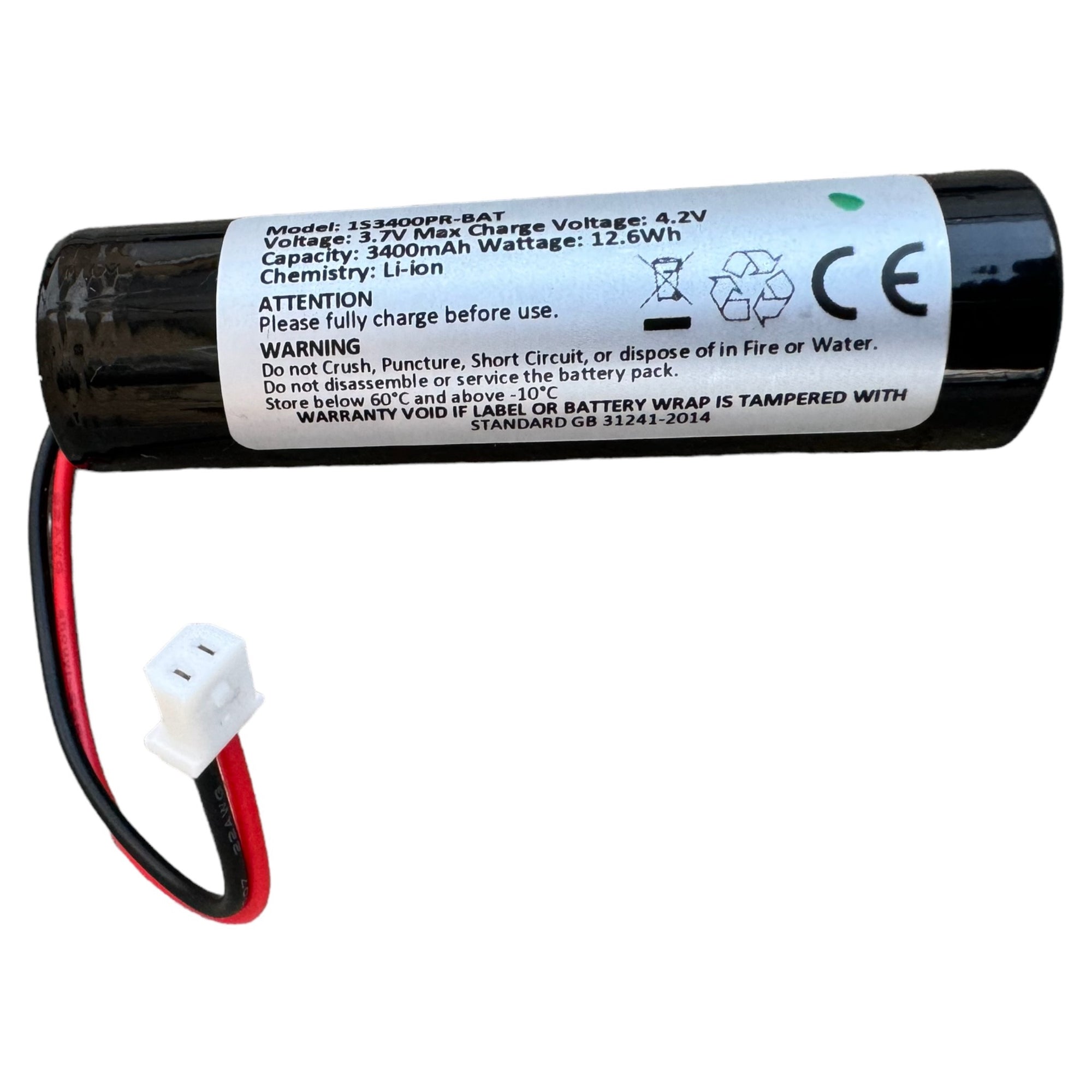 1s 3.7v Li-ion 3400mah rechargeable battery with mx 51004 plug