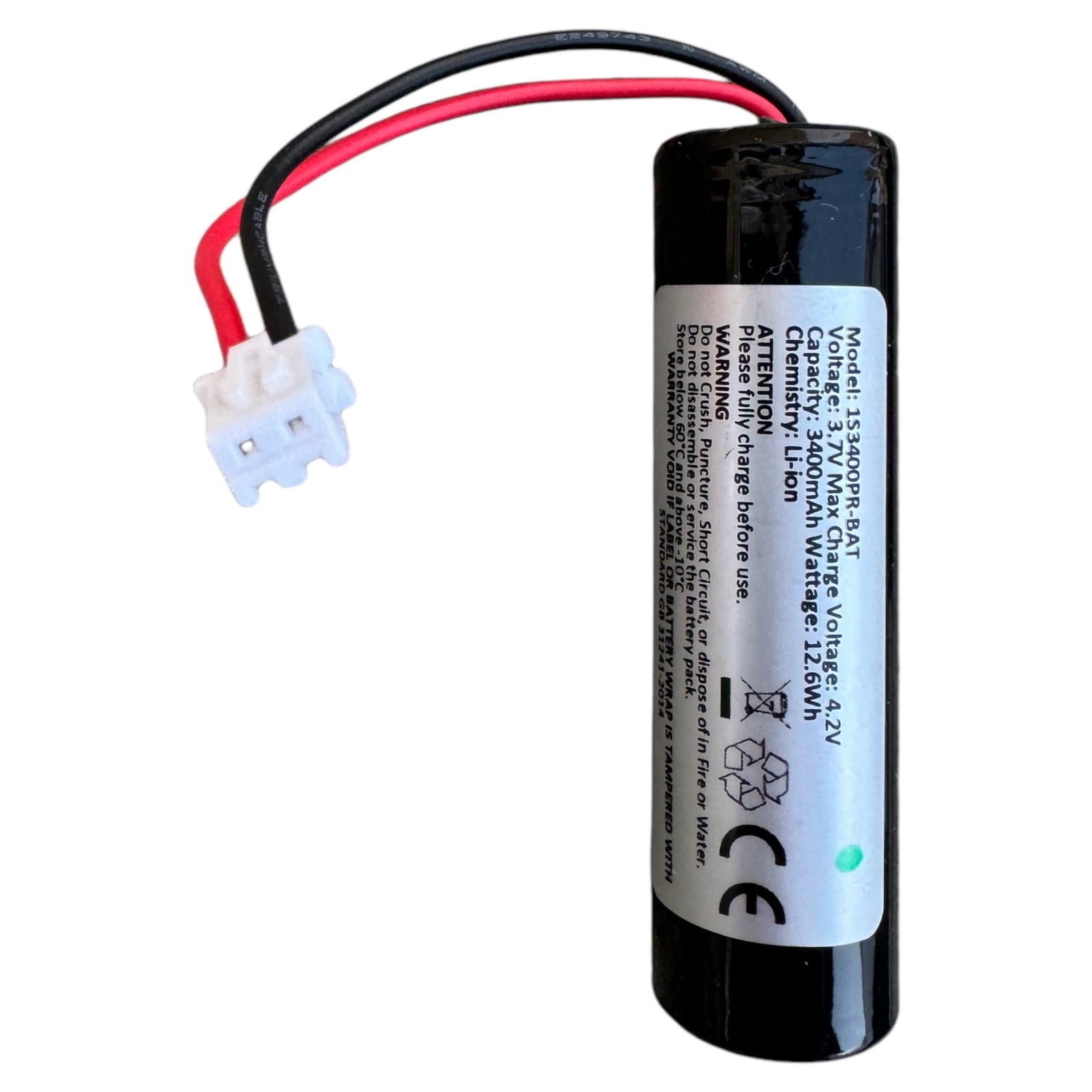 1s 3.7v Li-ion 3400mah rechargeable battery with XH 2.54 plug
