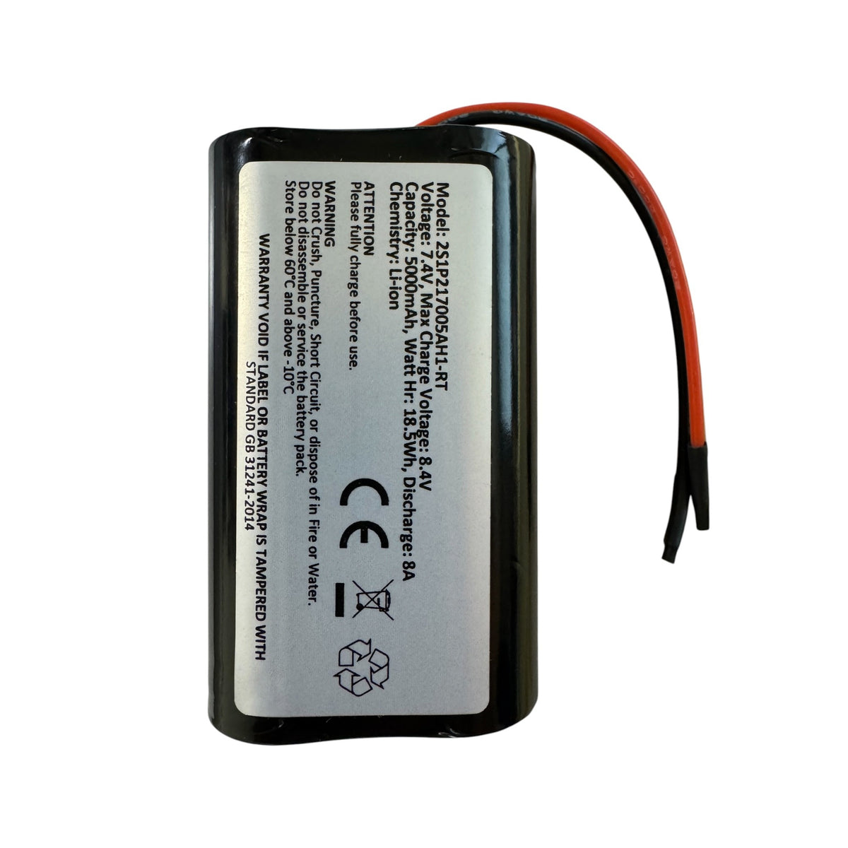 2s1p 7.4v 5000mah lithium ion battery pack