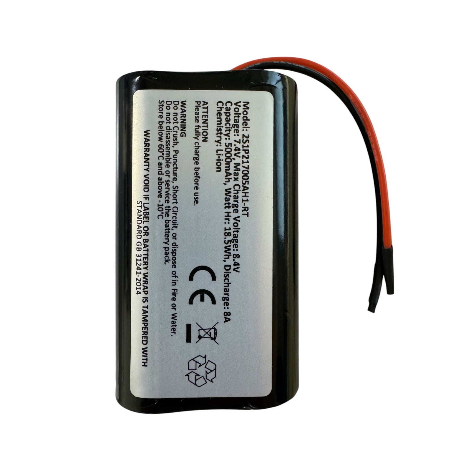 2s1p 7.4v 5000mah lithium ion battery pack