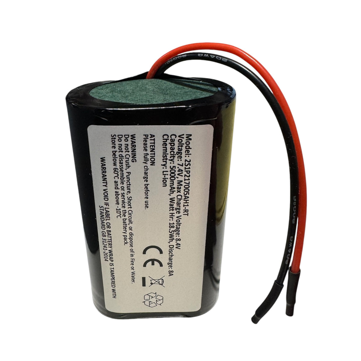 2s1p 7.4v 5000mah li-ion rechargeable battery pack