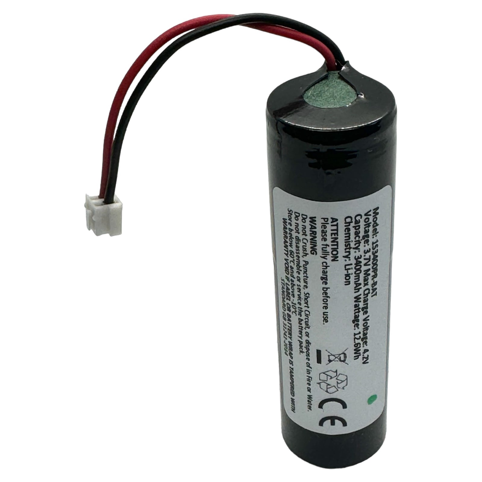 1s 3.7v Li-ion 3400mah rechargeable battery with molex 8283 plug